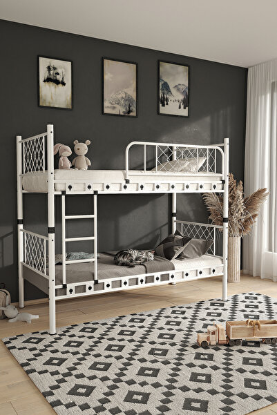 AKSviva Metis Genç Çocuk Yatak Odası Metal Ranza Ve Karyola 90x200