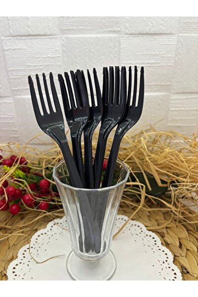 Deniz Party Store Black Plastic Disposable Forks Pack of 24