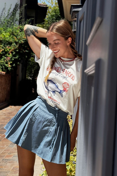 Le'sluette shadow of style Women's 100% Cotton Ocean Sea (Fish) Printed Oversize T-Shirt