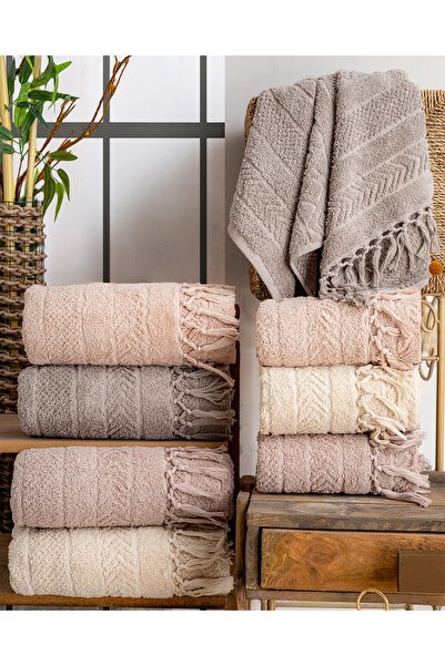 Hazangülü Buldan Üretim Dowry Luxury Jacquard Hilda 4 قطع منشفة يد/وجه I 50x90