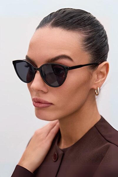 COOLANDBETTER نظارة شمسية نورا كات آي - إطار رفيع أسود موديل نسائي أنيق - حماية من الأشعة فوق البنفسجية 400