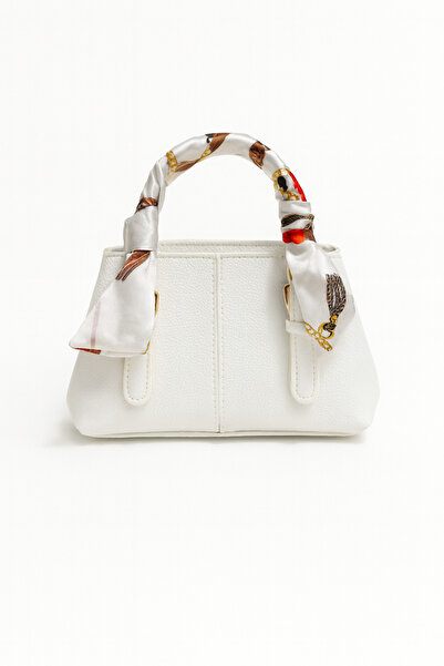 Nova Women's White Mini Hand and Shoulder Bag with Scarf Detail