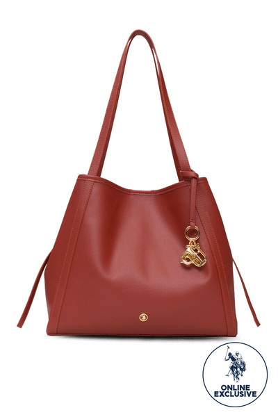U.S. Polo Assn. حقيبة كتف نسائية باللون الأحمر الداكن Us25580 حصريًا عبر الإنترنت