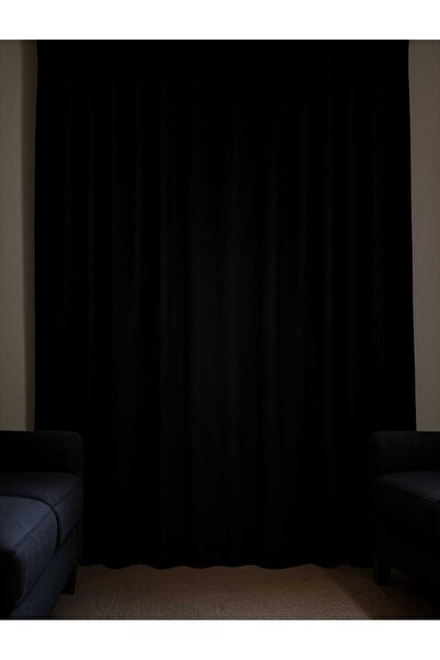DEVRİM OLİVYA TEKSTİL Özel Dikim 1.Sınıf Siyah Blackout Işık Geçirmez Fon Perde Ekstraforlu Karartma Blackout