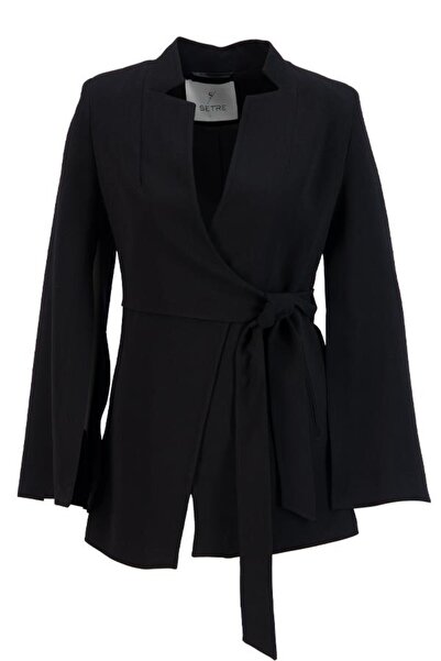 Setre Μαύρο στενό μπουφάν με λεπτομέρεια με λεπτομέρεια στη μέση