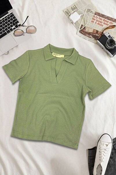 Mood Lab Tricou cu mânecă scurtă pentru damă, cu gât polo