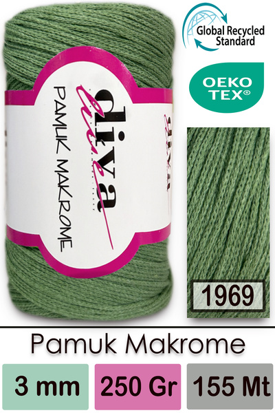 Diva İplik Diva Pamuk Макроме 1969 Яблучно-зелений