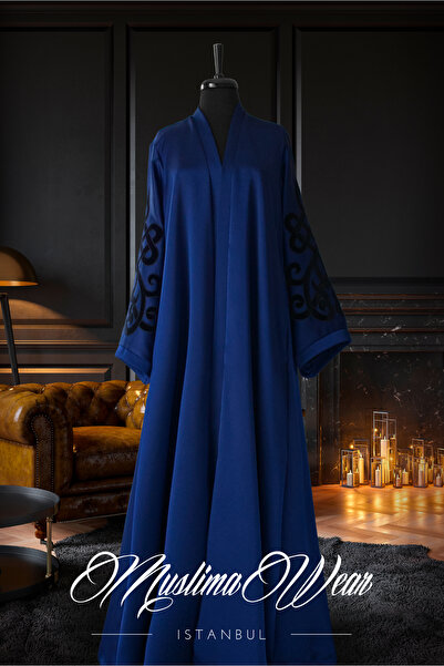 Muslima Wear Muslima Lacivert Saten Abaya