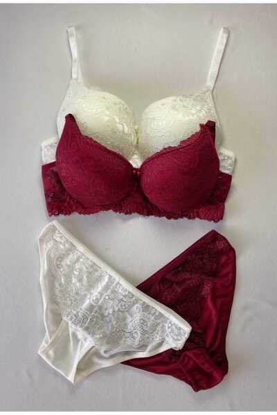 FNC design Women's Padded Supported Underwire (Wired) Lace Bra Set