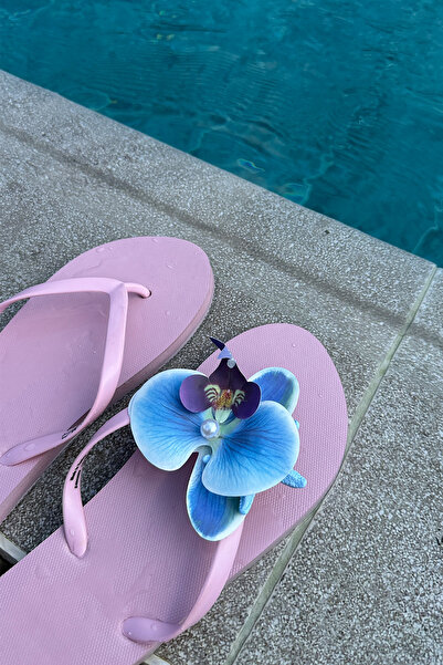 Modex Blue Pearl Detail Orchid Hair Side Clip (9cm)