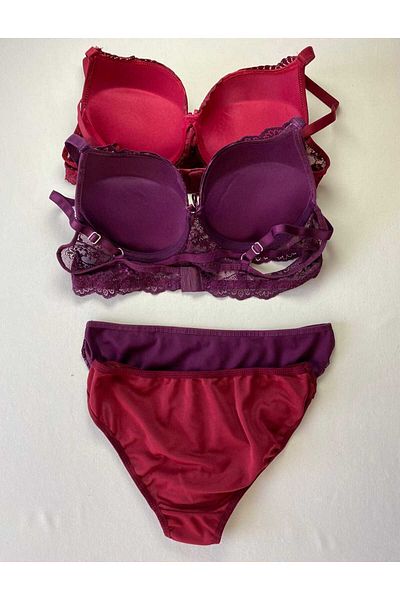 FNC design Women's Padded Supported Underwire (Wired) Lace Bra Set