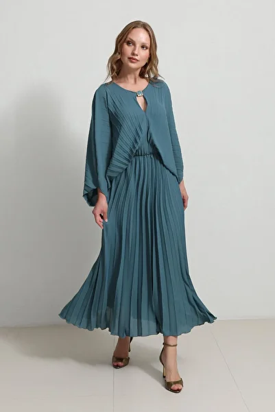 Setre Quartz Pleated Collar Detailed Waist Dress