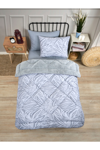 Sudemhome Single Welsoft Sleeping Set Double Sided Wellsoft Fluffy Fleece Quilt and 100X200 Elastic Sheet