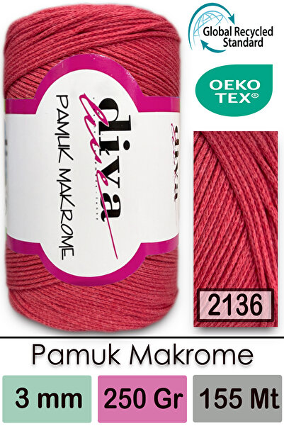 Diva İplik Diva Pamuk Макроме 2136 Квітка граната