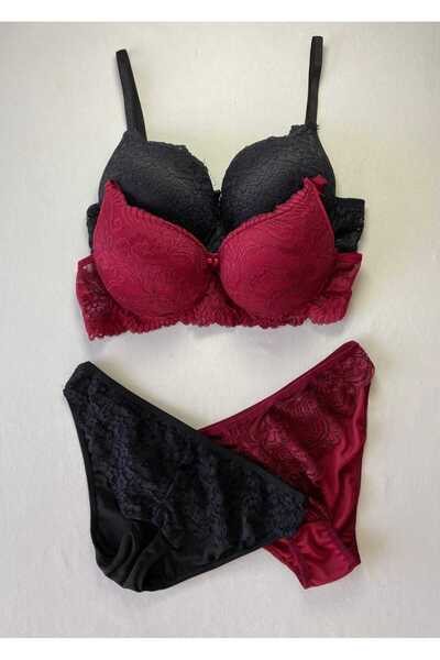FNC design Women's Padded Supported Underwire (Wired) Lace Bra Set