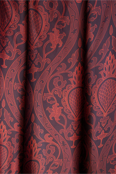 Muslima Wear Gloria Burgundy Oriental Floral and Ruby Pattern Double-Lined Silky Texture Chiffon Skirt