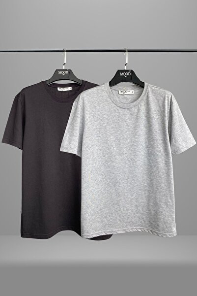 Mood Lab Tricou unisex negru Grimelange simplu, 2 piese, 100% bumbac