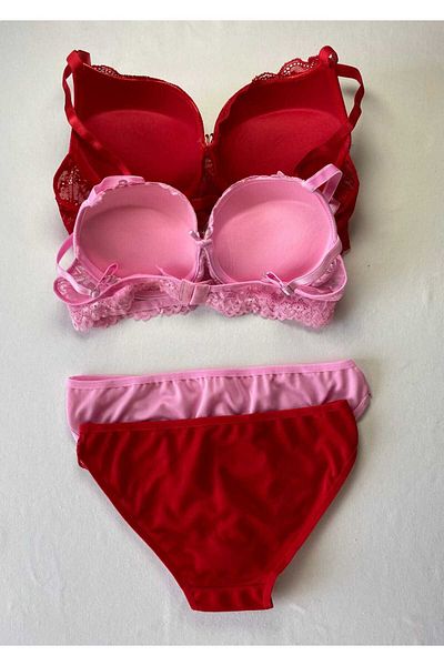 FNC design Women's Padded Supported Underwire (Wired) Lace Bra Set