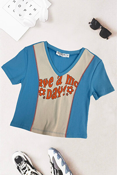 Mood Lab Λεπτομερές μπλουζάκι Crop Slogan με τυπωμένο κομμένο καμισόλι Karyoka