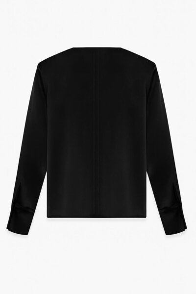 Setre Black Collar Accessory Detailed Long Sleeve Relaxed Cut Blouse