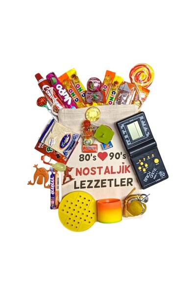 Nostaljik Lezzetler Kese Siyah Tetrisli Nostaljik Hediye Paketi 80'ler 90'lar
