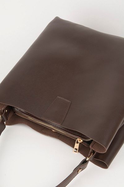 Çanta Park Women's Bitter Brown Soft Cut Leather 3 Compartment Zipper and Snap Closure Handbag and Shoulder Bag