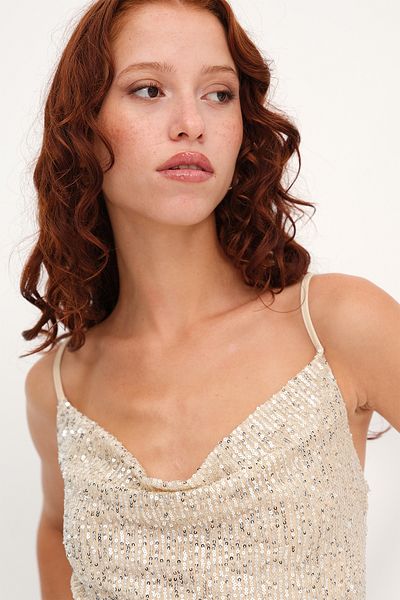 Addax Strappy Sequin Blouse A17496