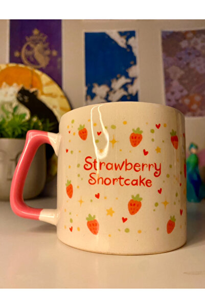 Öz Kupa Çilek Kız Strawberry Shortcake Nostaljik Baskılı Kupa Bardak Çay Kahve Fincanı