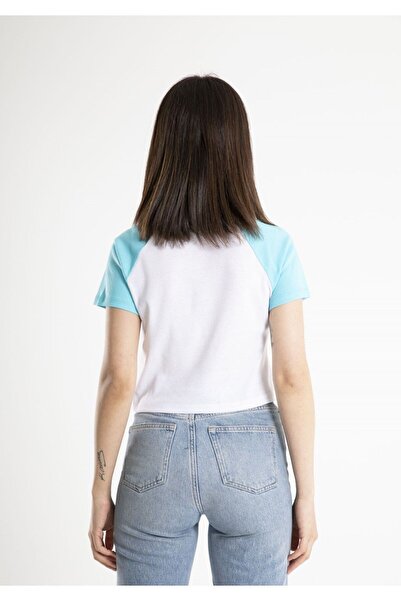 Mood Lab Tricou de damă cu decolteu cu imprimeu crop