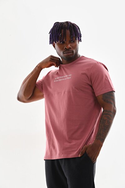 Mood Lab Ανδρικό μπλουζάκι με στάμπα με σλόγκαν από 100% βαμβακερό λαιμόκοψη