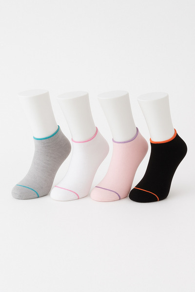 shefox 4 Pairs Women's Seamless Toe Heel Back High Cotton Booties Sneakers Socks