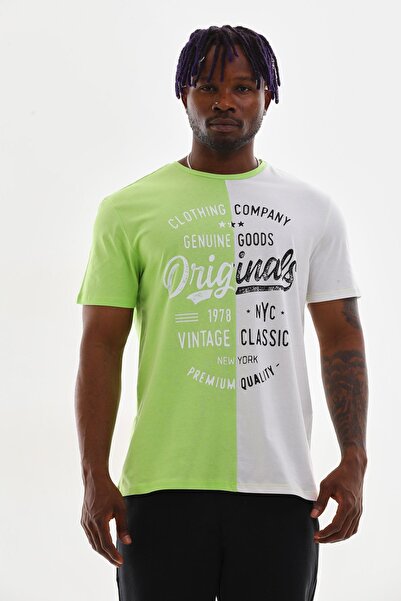 Mood Lab Tricou pentru bărbați, cu mânecă scurtă, cu decolteu, cu imprimeu co...