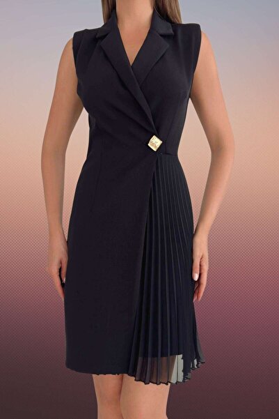 ZISHAN Siyah Kruvaze Piliseli Büyük Beden Abiye Elbise – Ofis Bayram ve Düğün...