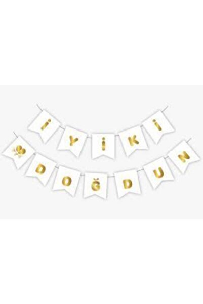 Deniz Party Store Iyi Ki Doğdun Yazı Beyaz Üzeri Gold Varaklı