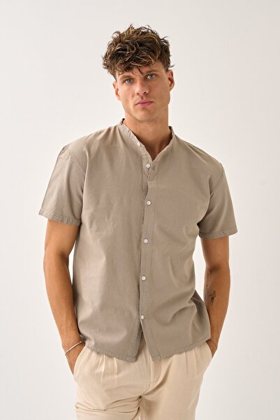 Dechers Men's Summer Judge Collar Short Sleeve Buttoned Comfortable Fit 100% ...