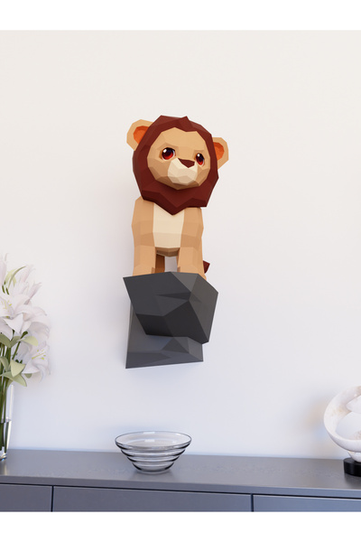 YSY AKROBAT ® Yavru Aslan Kral Duvar Dekoru 3D Papercraft Maket