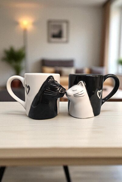 Sönmez Seramik Sevgili Kediler Çift Kupası - Seramik Kupa