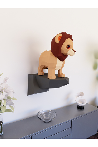 YSY AKROBAT ® Yavru Aslan Kral Duvar Dekoru 3D Papercraft Maket