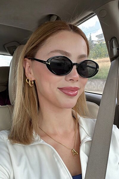 COOLANDBETTER نظارات شمسية نسائية بيضاوية سوداء من Ovelle – تصميم عصري مع تفا...