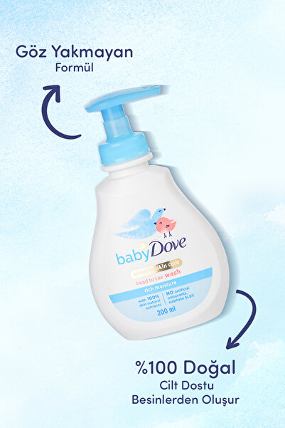 Dove Baby Doğal Prebiyotikli Göz Yakmayan Sülfatsız Nemlendirici Bebek Saç ve Vücut Şampuanı 200 ml