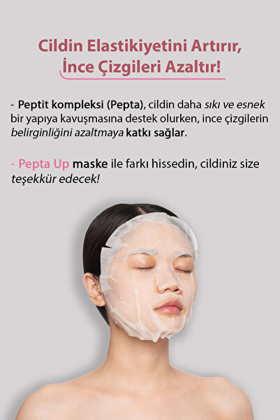 Shionle Gençleştirici Etkili, Parlaklık Ve Canlılık Etkisi Gösteren Pepta Up Kore Kağıt Yüz Maskesi 10'lu
