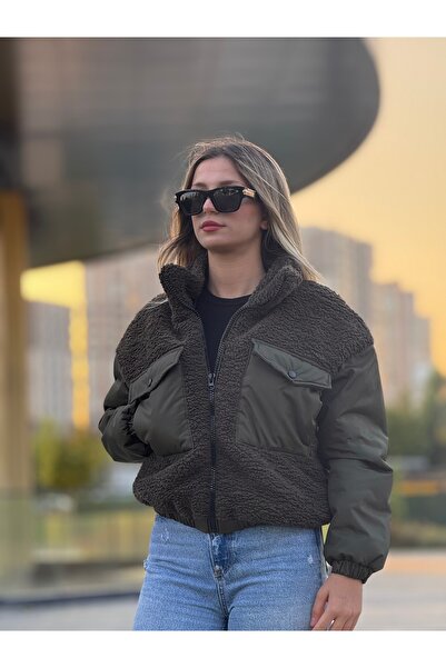 KINGAF Plush Women's Coat with Pouch