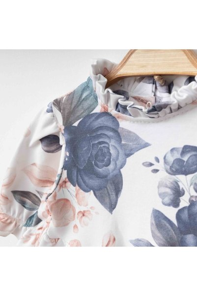 Minimus Newborn Baby Girl Colorful Floral Cotton Dress and Headband with Snap Detail Princess Model Dress