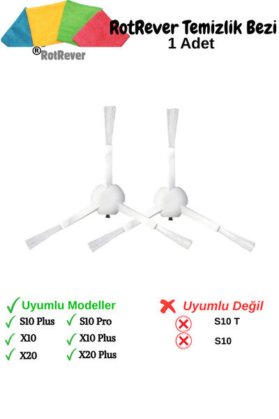 RotRever Xiaomi S10+Plus (NU S10 T) X10+Plus compatibil cu 2 perii laterale, 1 set de înlocuire pentru cârpă RotRever - 3 bucăți