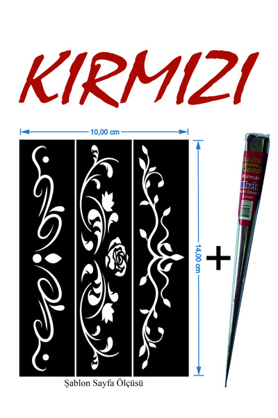 EYMEN ÇARŞI /Kına Kalıbı ve Kına/3 Farklı Desen Kına Şablonu ve Kırmızı Hint ...