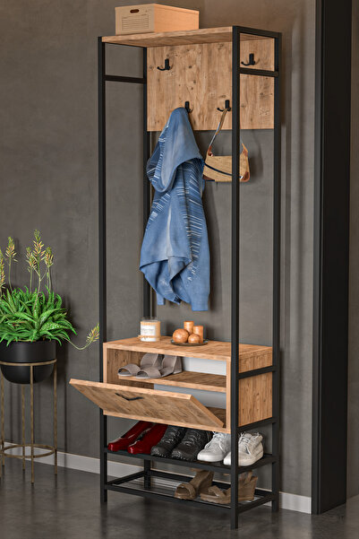 GOLDFALEZ Portmanto Askılık Vestiyer Ayakkabılık Atlantik Çam