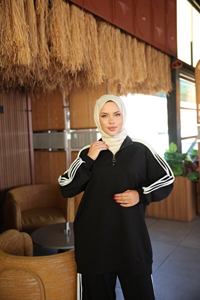 Wovi Γυναικείο Σετ Φόρμα Hijab Σετ δύο τεμαχίων με φερμουάρ γιακά & κάτω μέρος