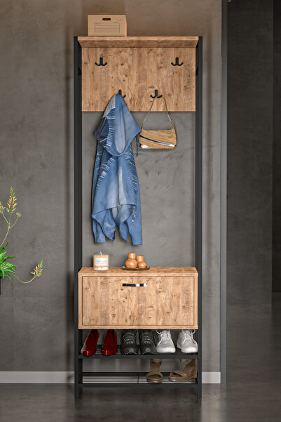 GOLDFALEZ Portmanto Askılık Vestiyer Ayakkabılık Atlantik Çam