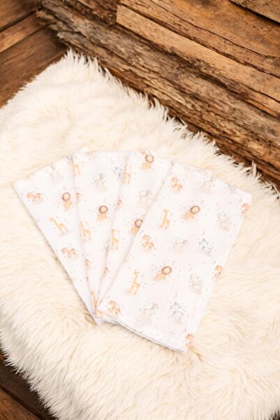 Kai Baby Little Buddies 4 Pieces - 100% Organic Cotton, Double Layer Muslin Mouth Wipes