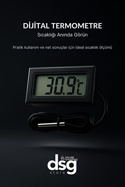 online shopping dsg store Mini LCD Dijital Termometre Akvaryum, Buzdolabı, Otomobil, Sera Problu Termometre